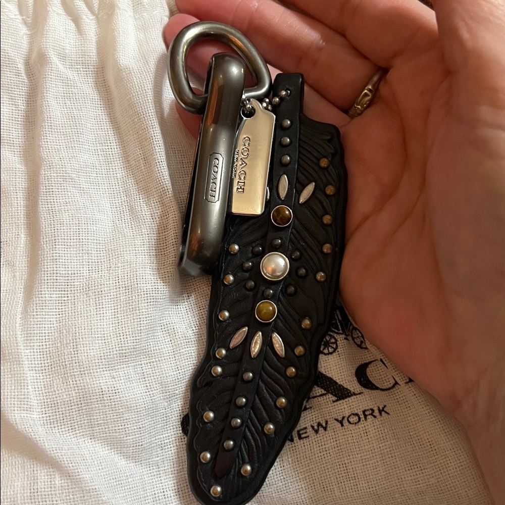 Coach Western Rivets Feather Bag Charm with COA